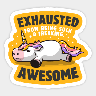 Exhausted From Being Awesome Lazy Unicorn Gift Sticker